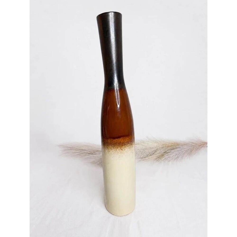 Ceramic Elongated Slim Neck Bud Vase West Elm Minimalist Style Earthtone 18”